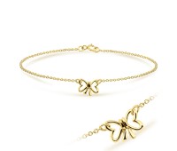 Gold Plated Lovely Bow Silver Bracelet BRS-13-GP